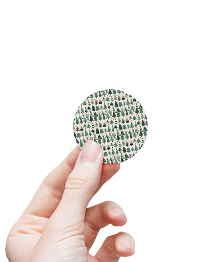 Mini Vintage Green Trees Round Sticker Label Rolls, 2" x 2"