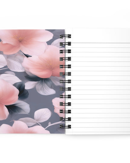 Peach and Blue Gray Floral Bunch Bound Journal, 5" x 7" 150 pages