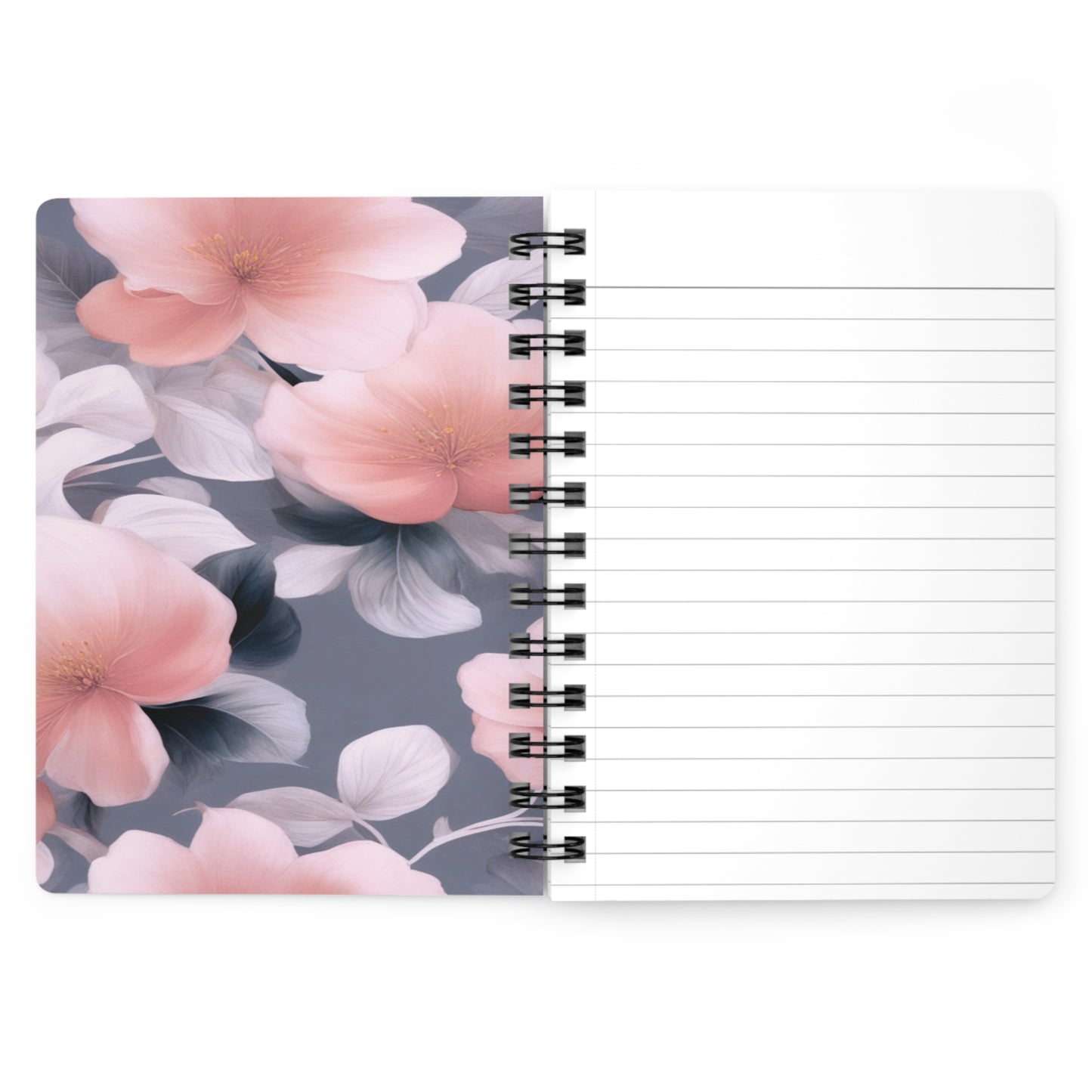 Peach and Blue Gray Floral Bunch Bound Journal, 5" x 7" 150 pages