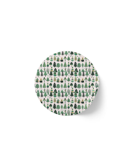 Mini Green Trees Round Sticker Label Rolls, 1" x 1"