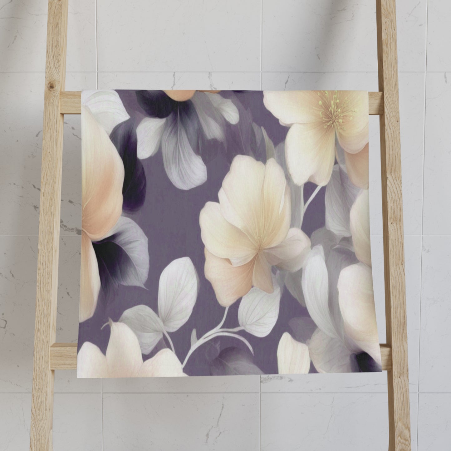 White Blush Floral Bunch Hand Towel, 16" x 28"