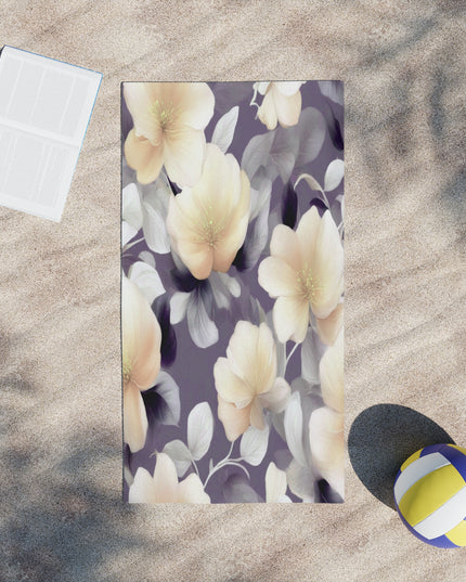 White Blush Floral Bunch Beach Towel, 24" x 44"