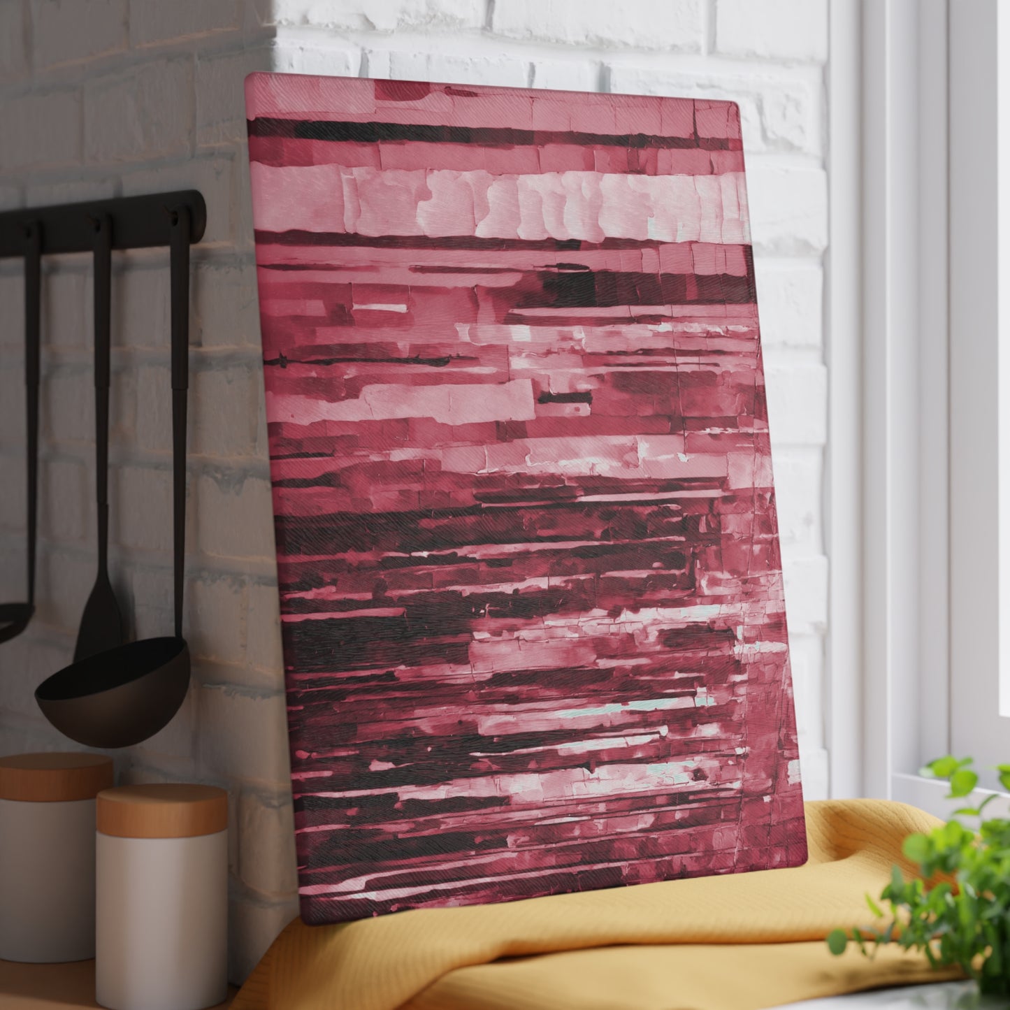 Striped Ruby 11" x 15" Glass Cutting Board