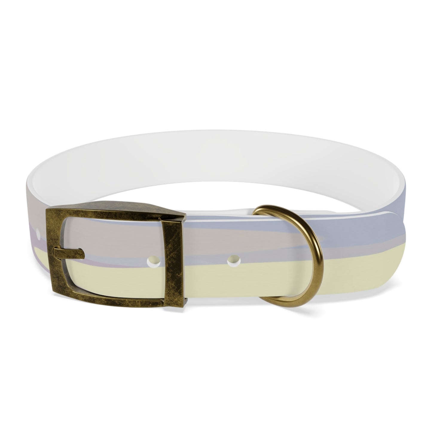 Pastel Soft Blue and Soft White Patches Medium Dog Collar