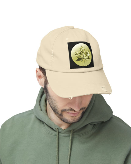 Lemongrass Maple Leaf Unisex Distressed Cap