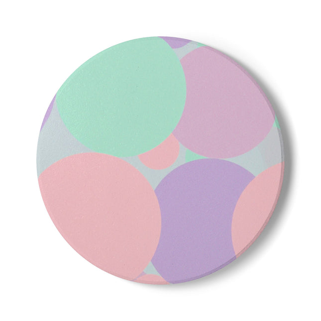 Pastel Peach and Soft Green Patches 4" x 4" Round Ceramic Coaster