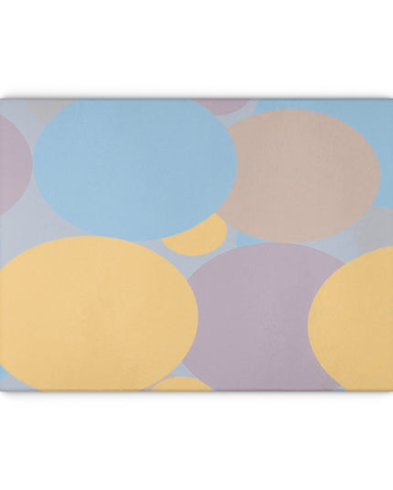 Pastel Baby Blue and Peach Patches 11" x 15" Glass Cutting Board