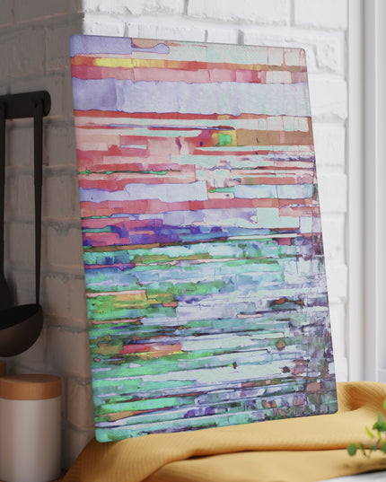 Striped Pastels 11" x 15" Glass Cutting Board