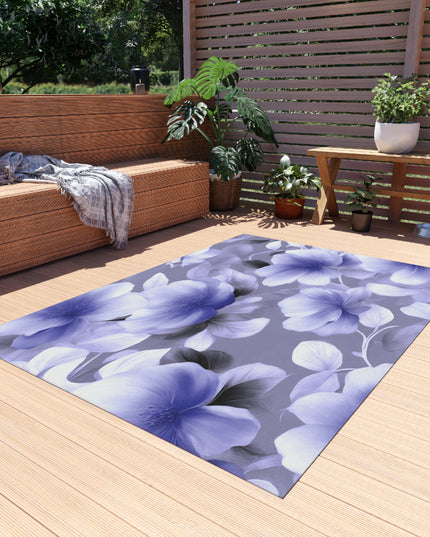 Indigo Blossom Floral Bunch Outdoor Rug, 60" x 84"