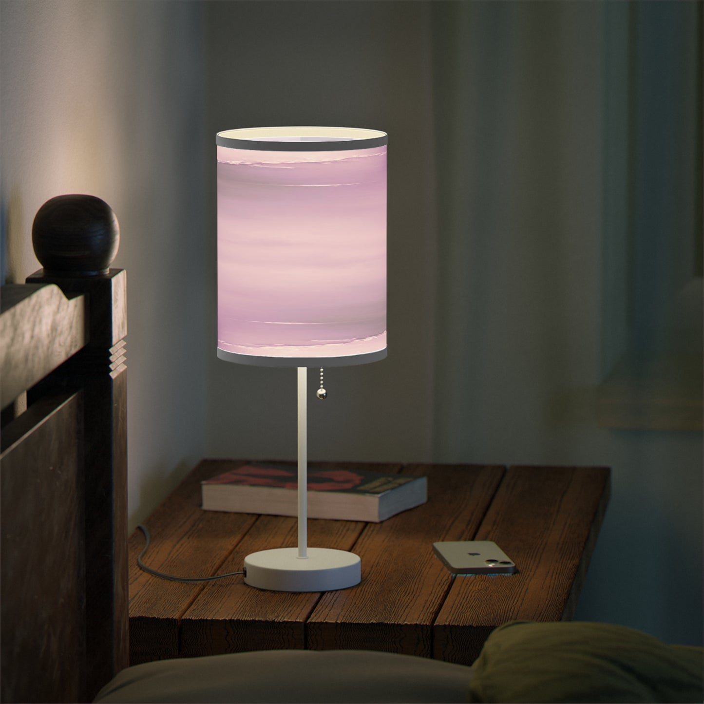 Dark Pink Sea Amethyst Fog Table Lamp on a White or Silver Stand, US|CA plug