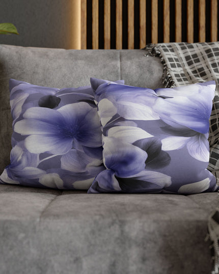Indigo Blossom Floral Bunch Spun Polyester Square Pillowcase, 14" x 14"
