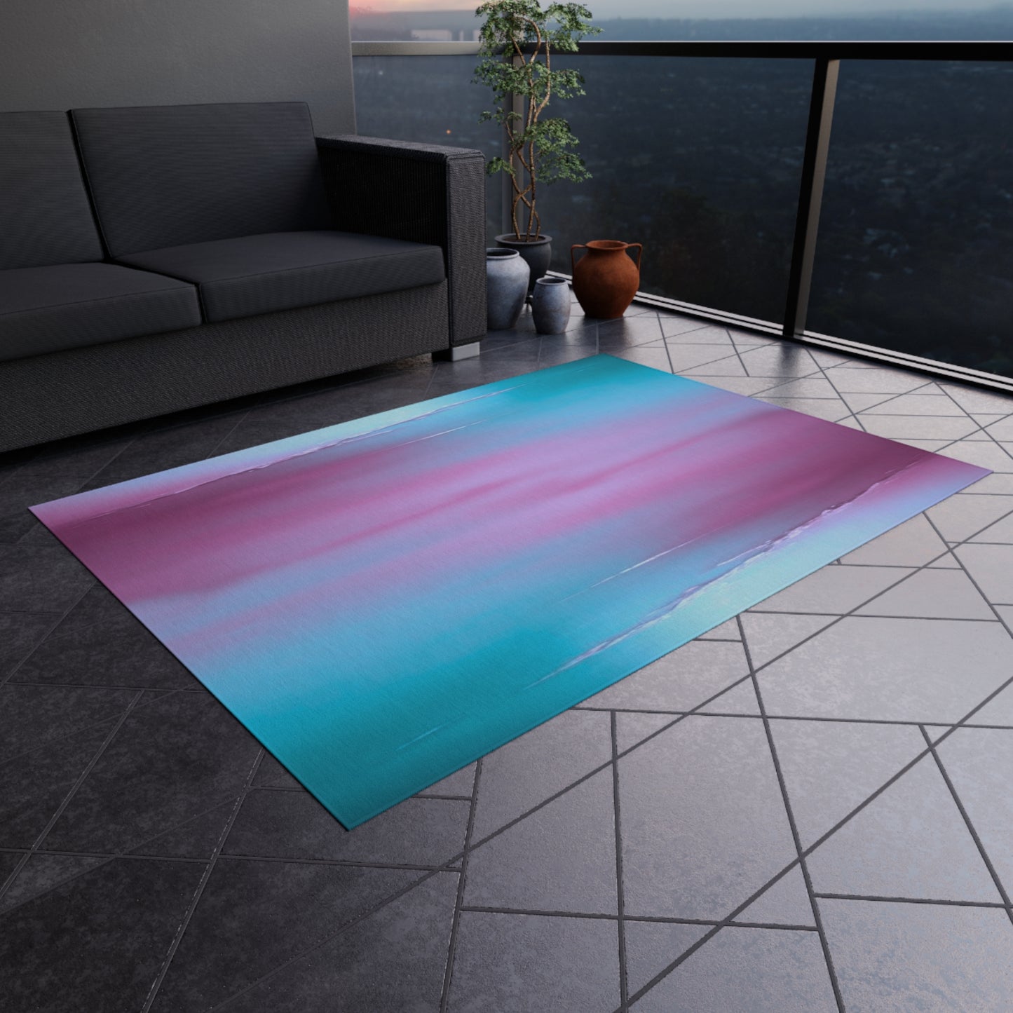 Wine Sea Blue Fog Outdoor Rug, 60" x 84"