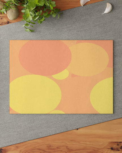 Pastel Bright Oranges Patches 8" x 11" Glass Cutting Board