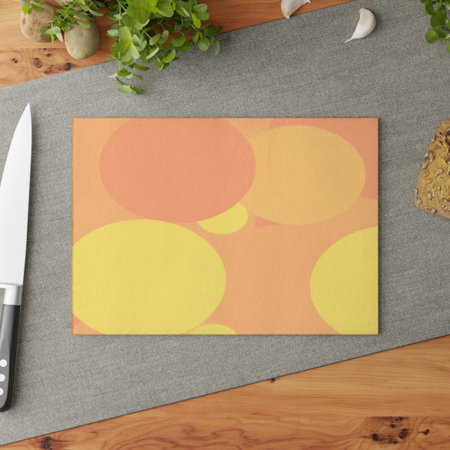 Pastel Bright Oranges Patches 8" x 11" Glass Cutting Board
