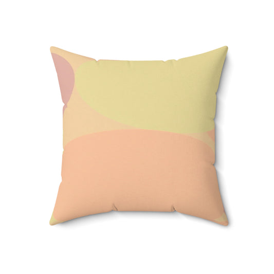 Pastel Hot Peach Patches 18" x 18" Faux Suede Square Pillow