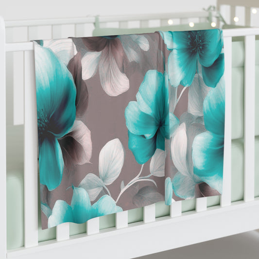 Tif Green Gray Floral Bunch Baby Swaddle 30″×40″ Blanket