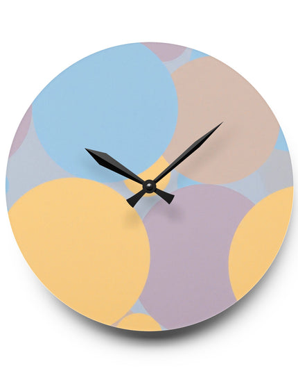 Pastel Baby Blue and Peach Patches Acrylic Wall Clock, Round or Square, 10.75" x 10.75"
