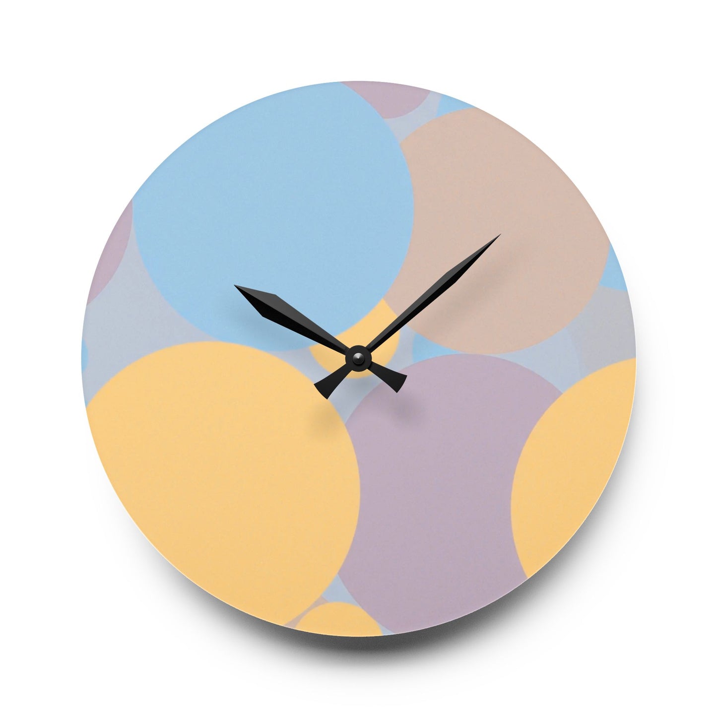 Pastel Baby Blue and Peach Patches Acrylic Wall Clock, Round or Square, 10.75" x 10.75"