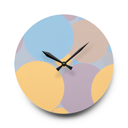 Pastel Baby Blue and Peach Patches Acrylic Wall Clock, Round or Square, 10.75" x 10.75"