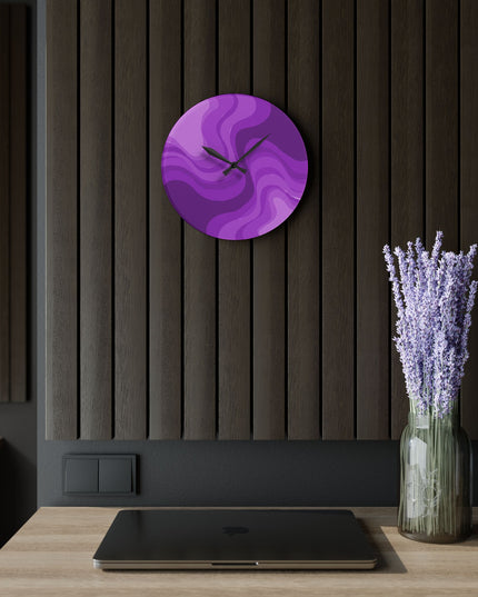 Wavey Purple Wavey 10.75" x 10.75" Round or Square Acrylic Wall Clock
