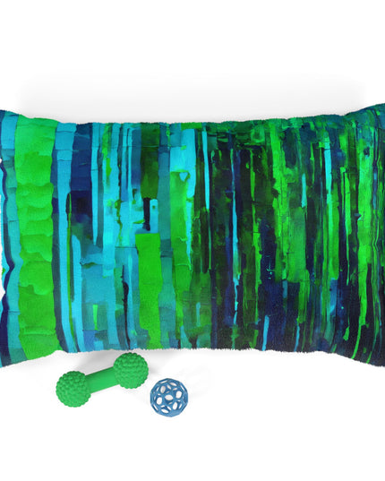 Striped Blue Green 28" × 18" Pet Bed