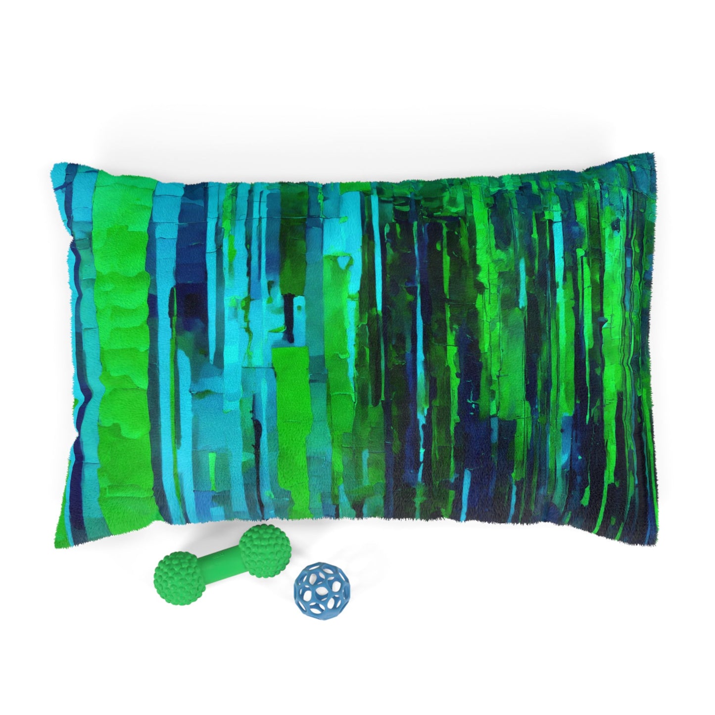 Striped Blue Green 28" × 18" Pet Bed