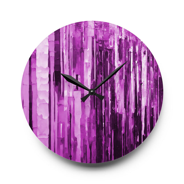 Striped Powder Lavender Acrylic Wall Clock, Round or Square, 10.75" x 10.75"