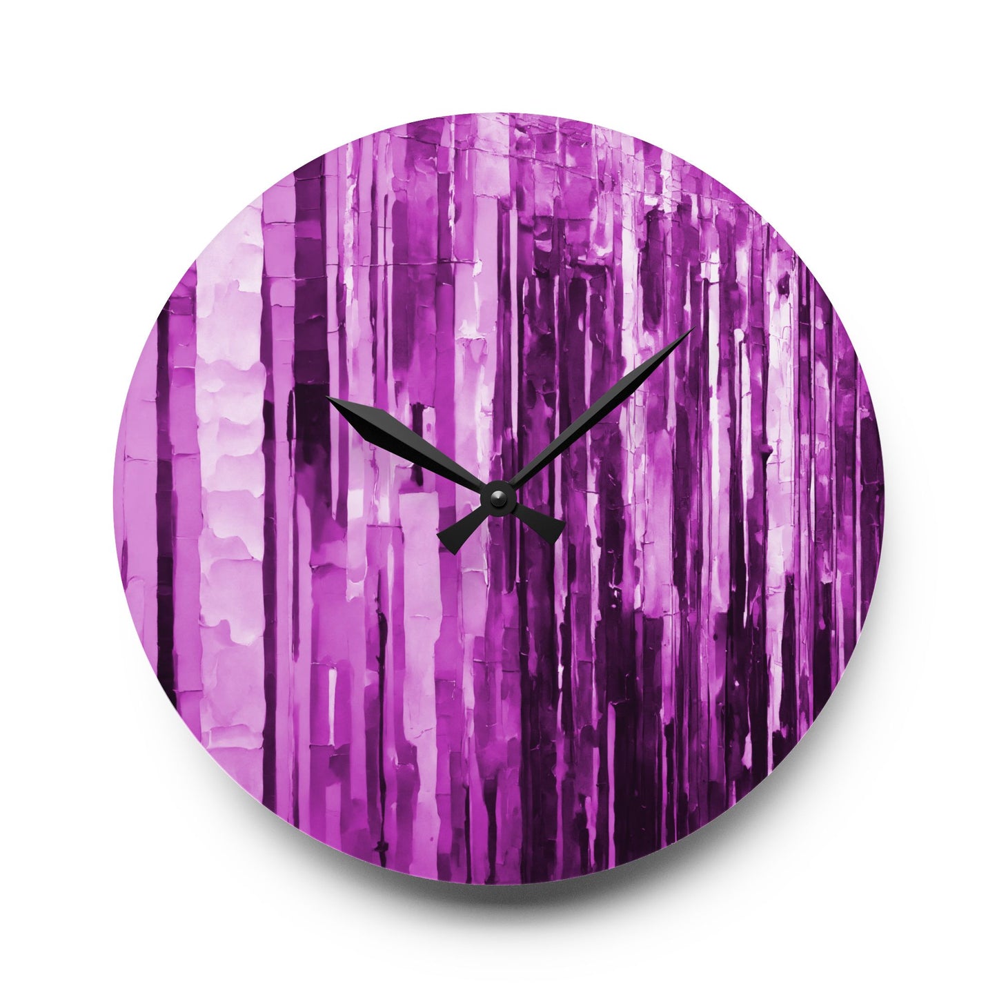 Striped Powder Lavender Acrylic Wall Clock, Round or Square, 10.75" x 10.75"