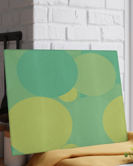 Pastel Green Patches 11" x 15" Glass Cutting Board