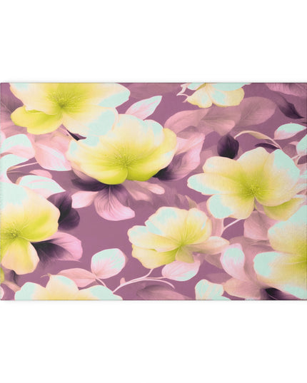Lemon Blossom Floral Bunch Glass Cutting Board, 8" x 11"