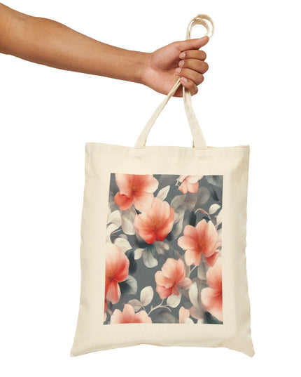 Red Blossom Floral Bunch Cotton Canvas Tote Bag