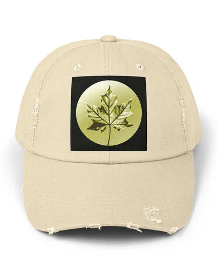 Lemongrass Maple Leaf Unisex Distressed Cap