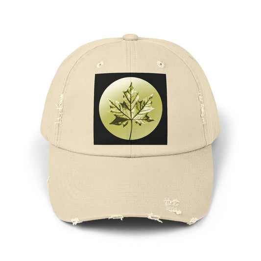 Lemongrass Maple Leaf Unisex Distressed Cap