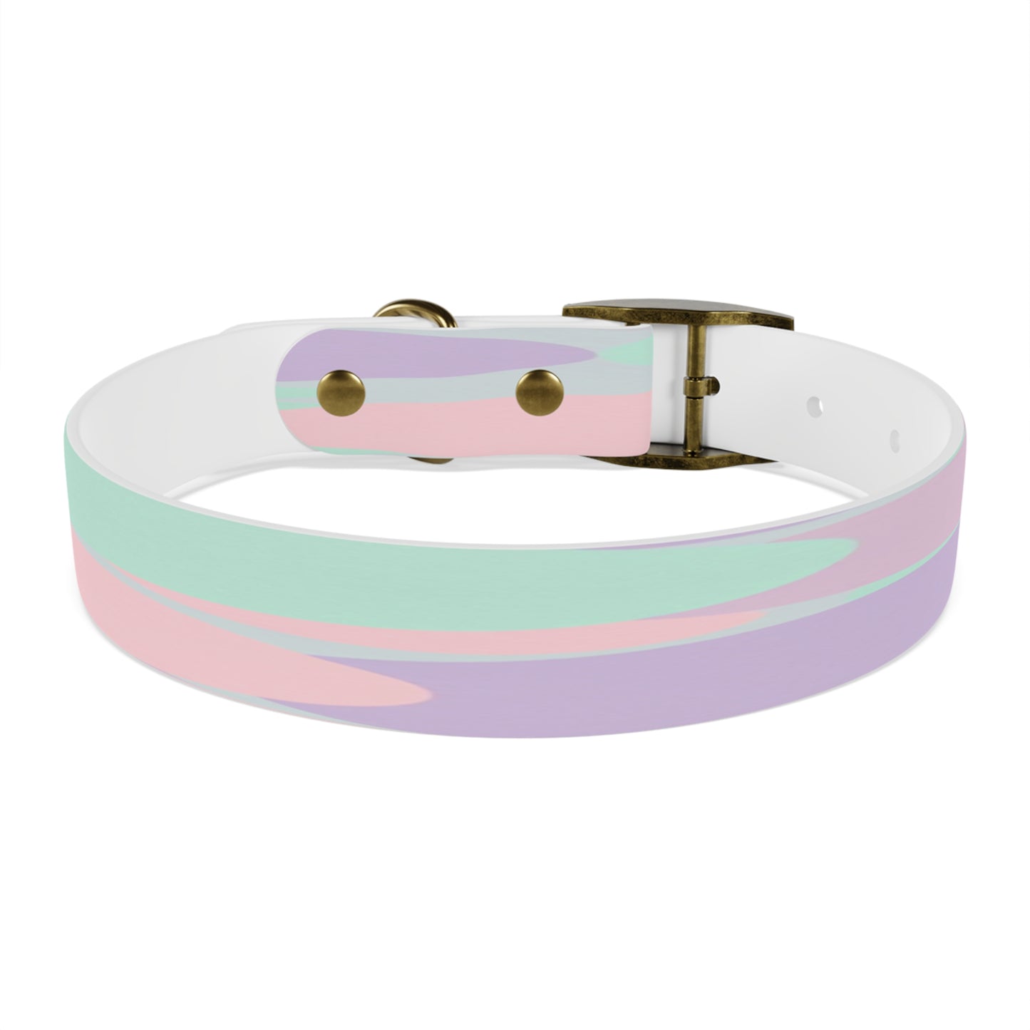 Pastel Peach and Soft Green Patches Medium Dog Collar