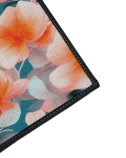 Orange Blossom Floral Bunch Heavy Duty Floor Mat, 18" x 24"