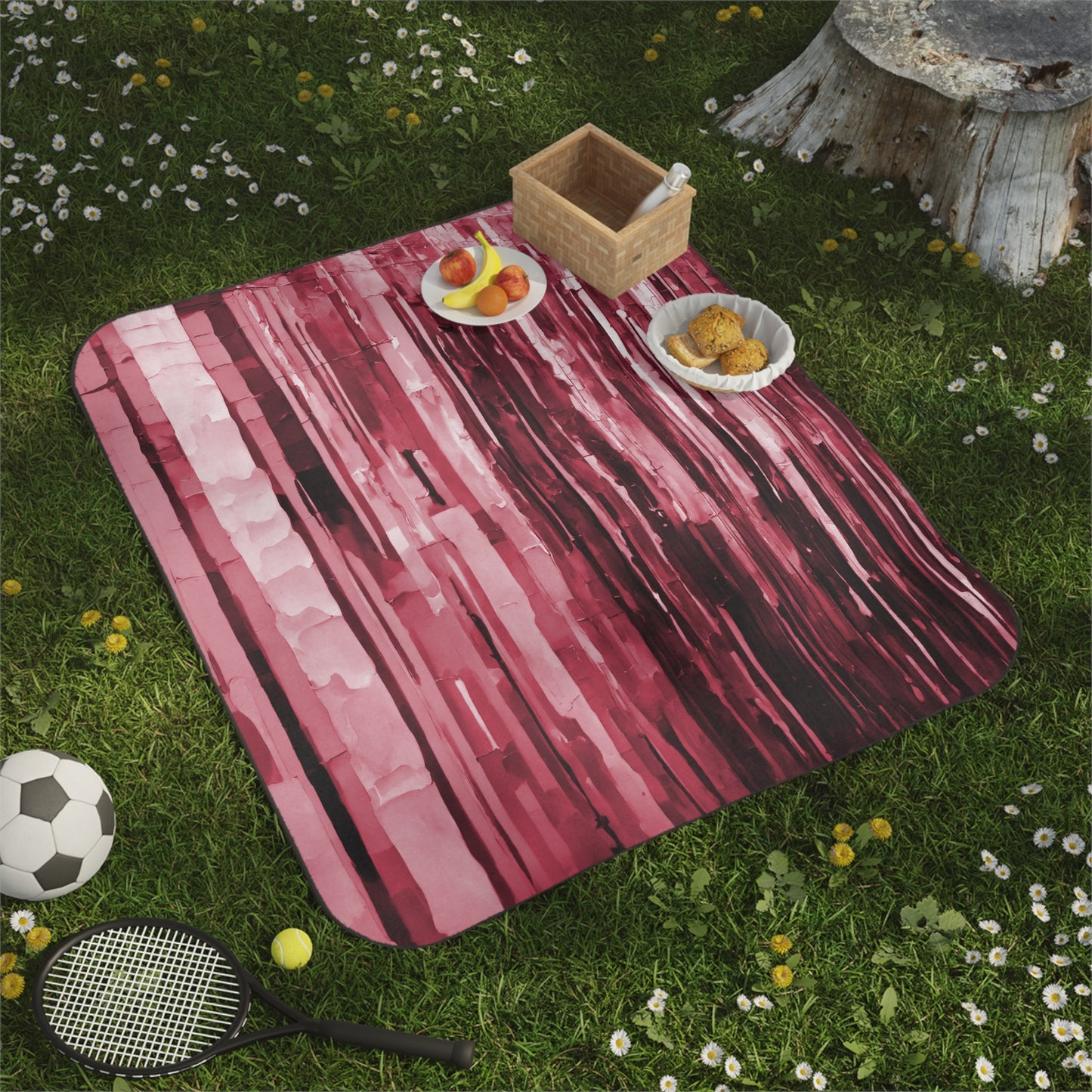 Striped Ruby 61" × 51" Picnic Blanket