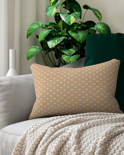 Tan Sunset Star-crossed Bodies Spun Polyester Lumbar Pillow, 20" x 14"