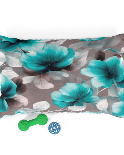 Tif Green Gray Floral Bunch Pet Bed, 28" × 18"