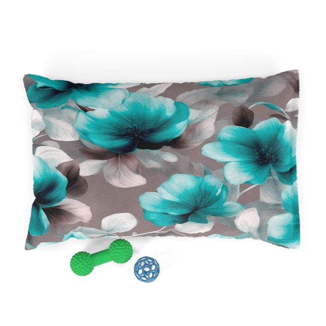 Tif Green Gray Floral Bunch Pet Bed, 28" × 18"