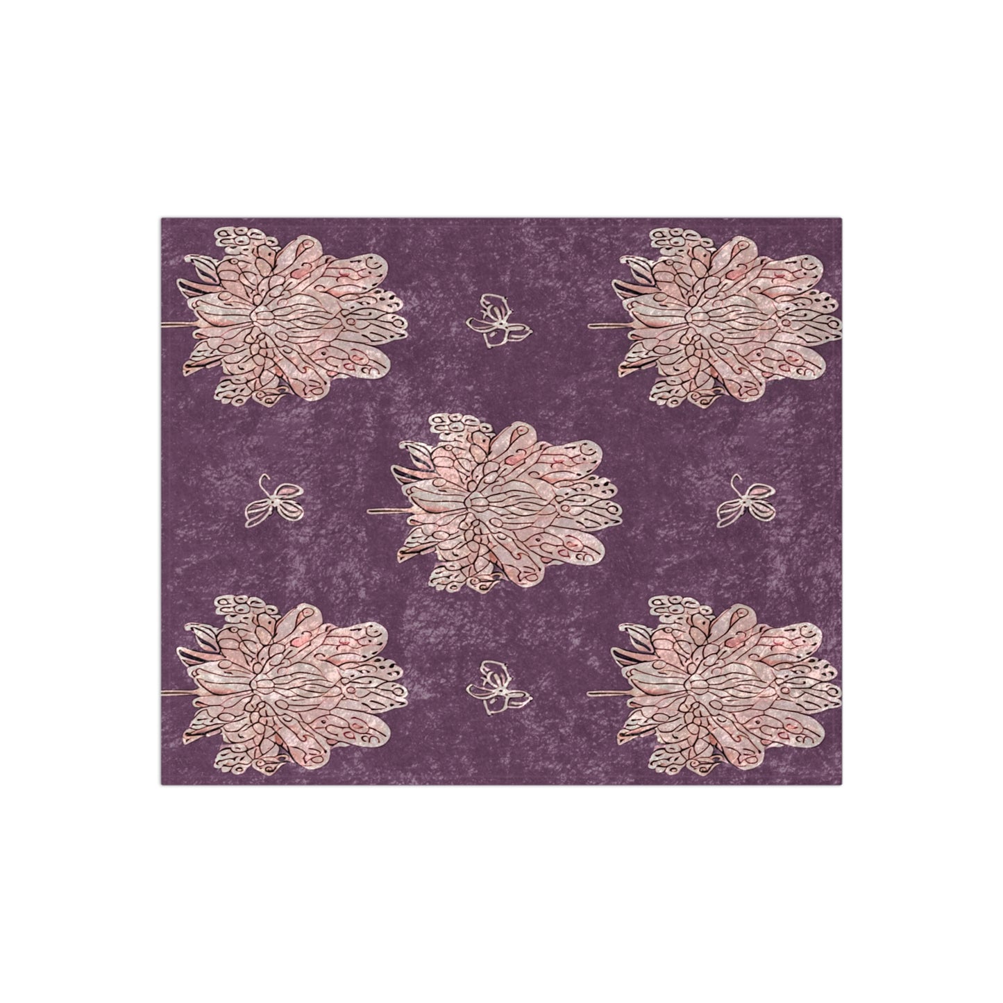 Pink Floral Butterflies 50" x 60" Crushed Velvet Blanket