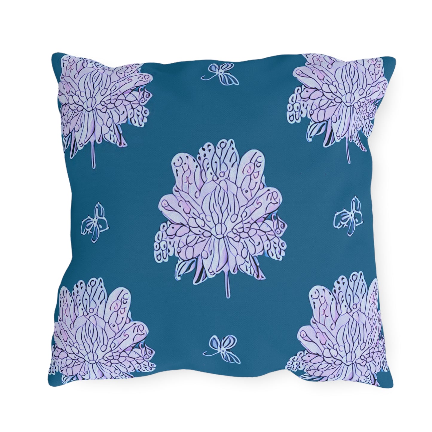 Lavender Floral Butterflies 18" x 18" Outdoor Pillow