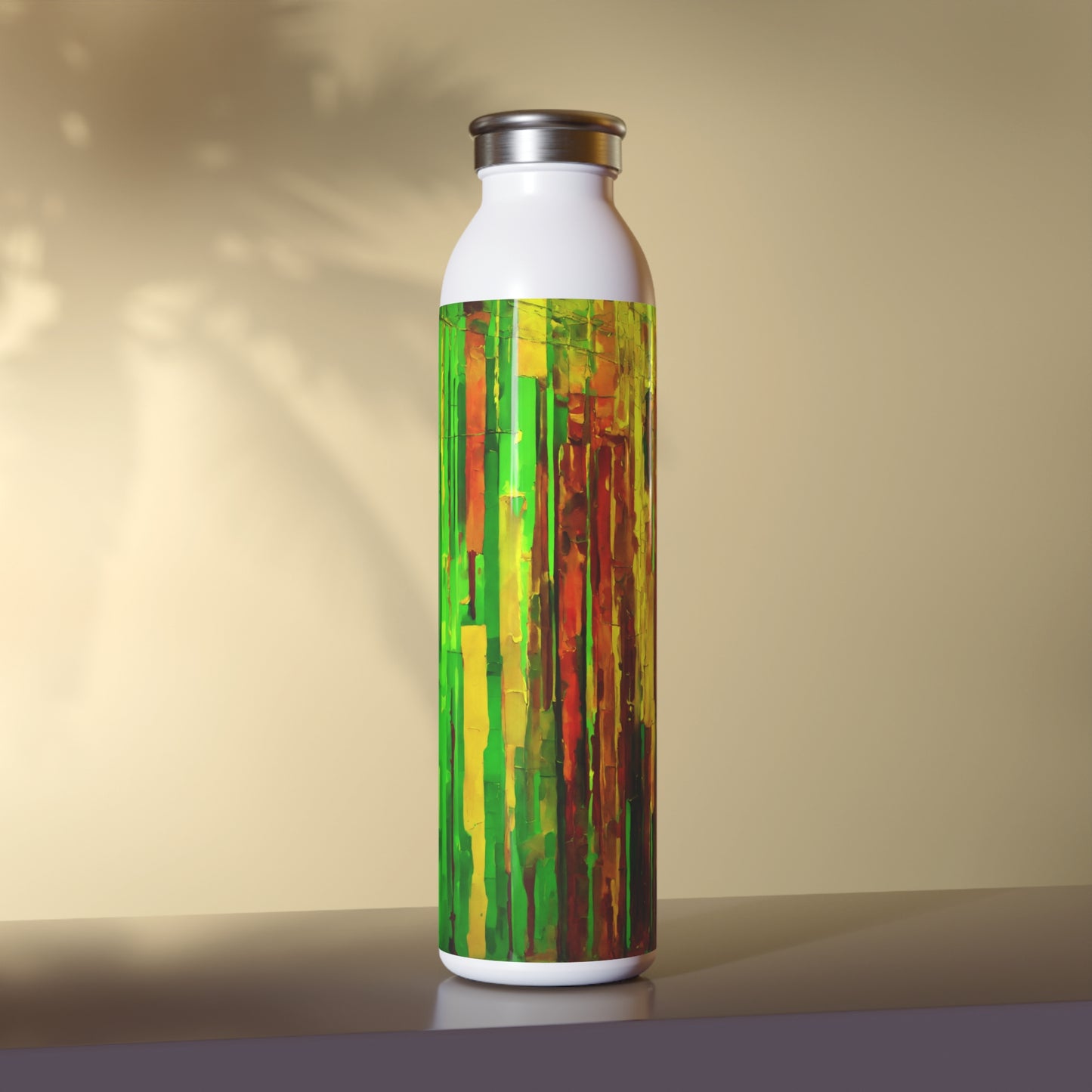 Striped Beta Slim Water Bottle, 20 oz White