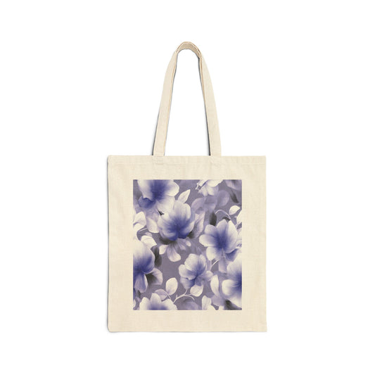 Indigo Blossom Floral Bunch Cotton Canvas Tote Bag