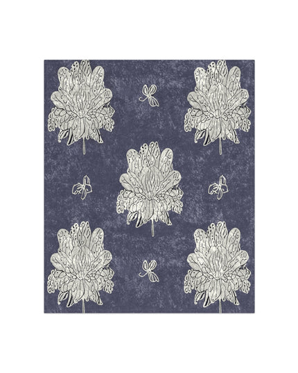 White Floral Butterflies 50" x 60" Crushed Velvet Blanket