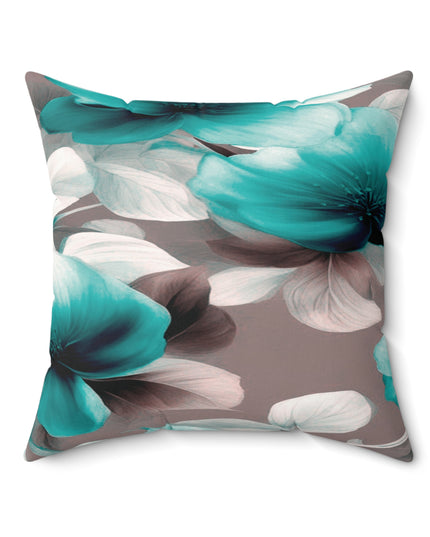 Tif Green Gray Floral Bunch Faux Suede Square Pillow, 20" x 20"
