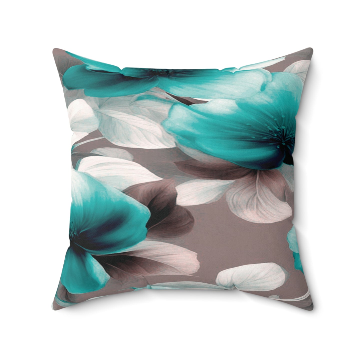 Tif Green Gray Floral Bunch Faux Suede Square Pillow, 20" x 20"