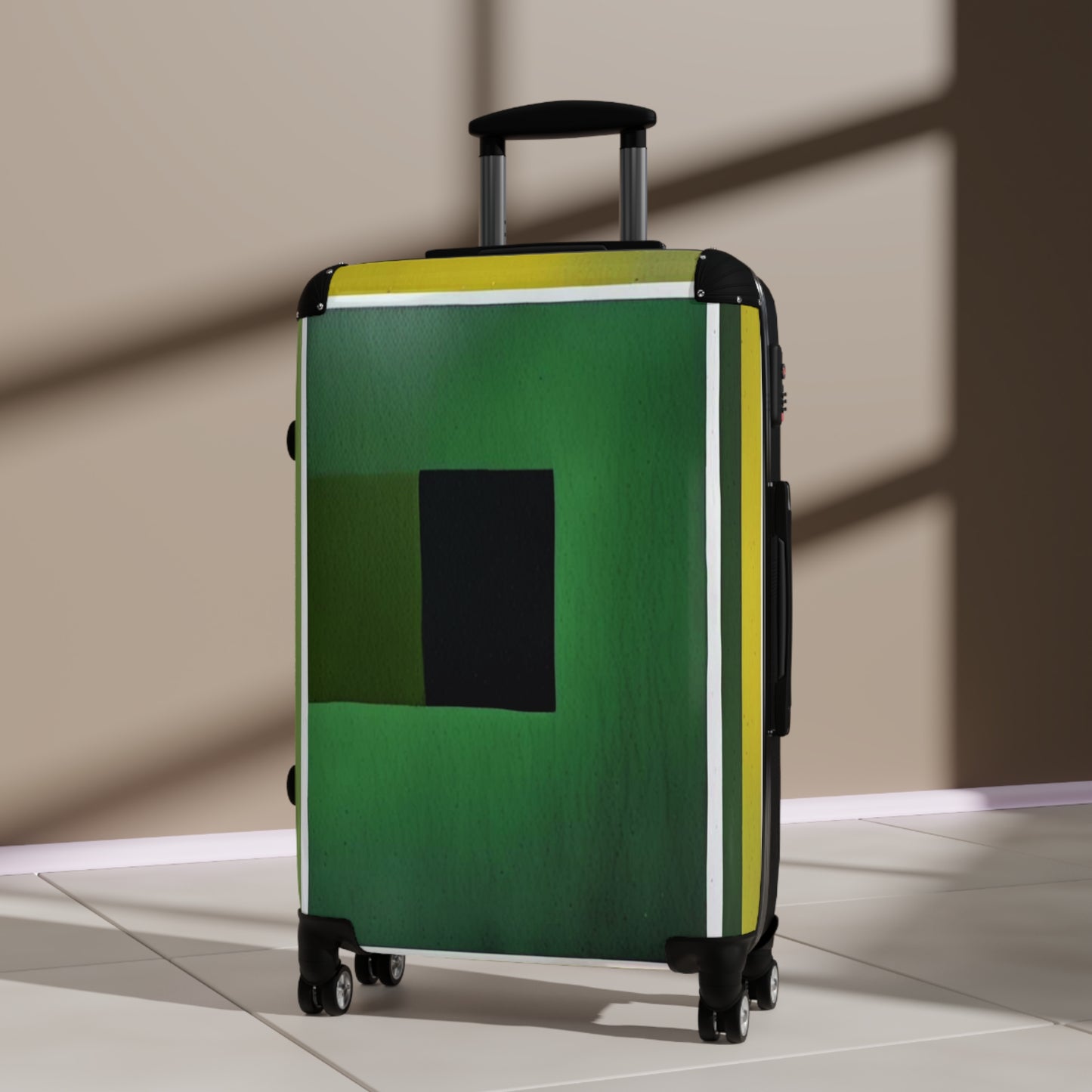 Alpha Shadow Medium Suitcase with built in lock, 4 double-wheels, telescopic handle, and ABS back hard-shell