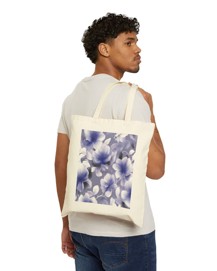 Indigo Blossom Floral Bunch Cotton Canvas Tote Bag