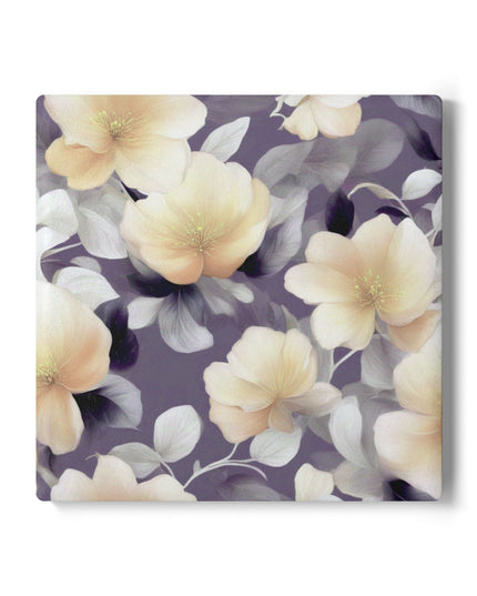 White Blush Floral Bunch Square Ceramic Coaster, 4" x 4"