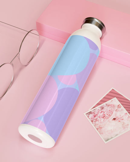 Pastel Purple and Mauve Patches Slim Water Bottle, 20 oz White